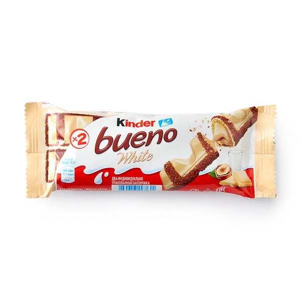 Вафли Kinder Bueno White c молочно-ореховой начинкой в белом шоколаде
