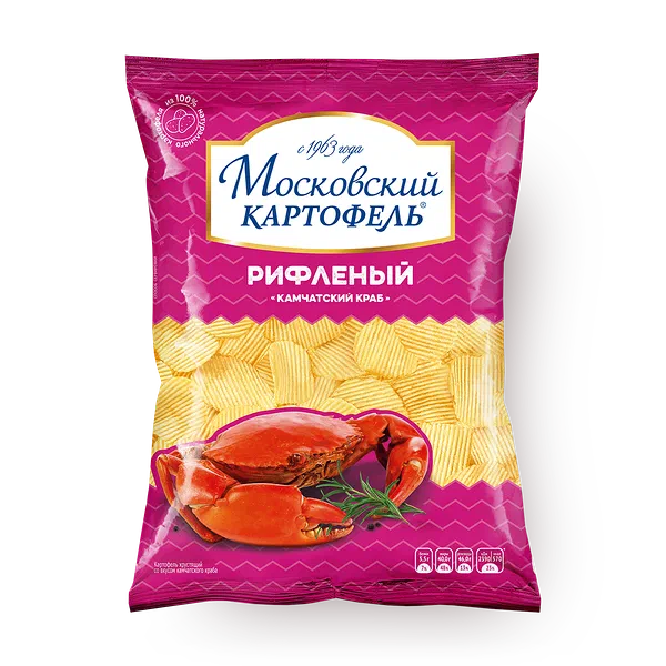 Чипсы «Московский картофель» камчатский краб рифлёные