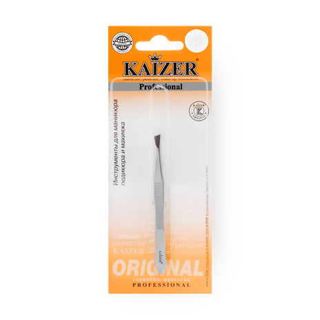 Пинцет для бровей Kaizer скошенный матовый