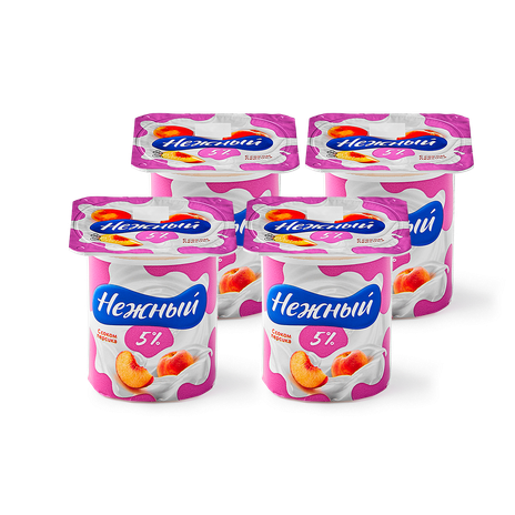 Йогурт Нежный с соком персика 5%, 100 g 4 шт