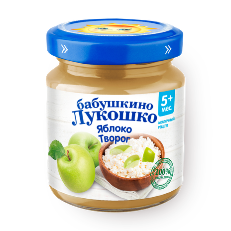 Пюре «Бабушкино лукошко» с творогом яблоко с 5 месяцев