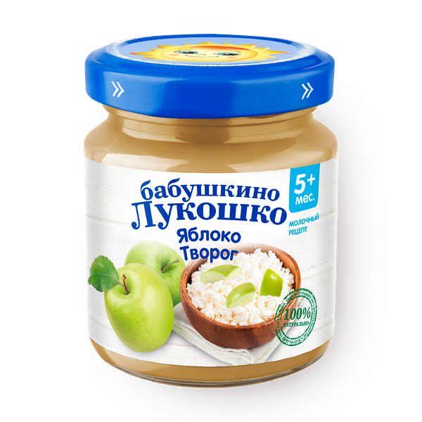 Пюре «Бабушкино лукошко» с творогом яблоко с 5 месяцев