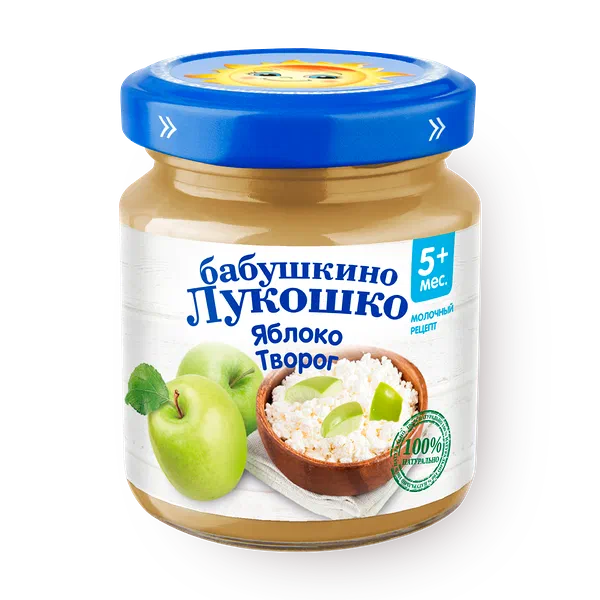 Пюре «Бабушкино лукошко» с творогом яблоко с 5 месяцев