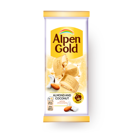 Шоколад белый Alpen Gold с миндалем и кокосом
