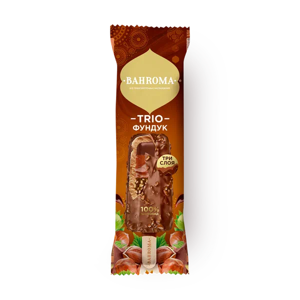 Мороженое сливочное Trio Bahroma фундук в глазури эскимо