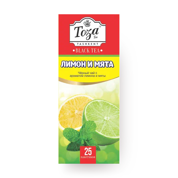 Чай чёрный «Тоза Tea» со вкусом лимона и мяты в пакетиках