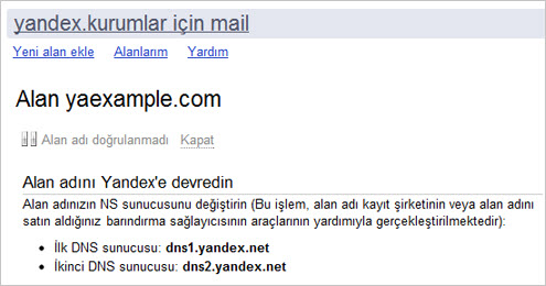 Yandex'in Kurumlar için Mail Servisi
