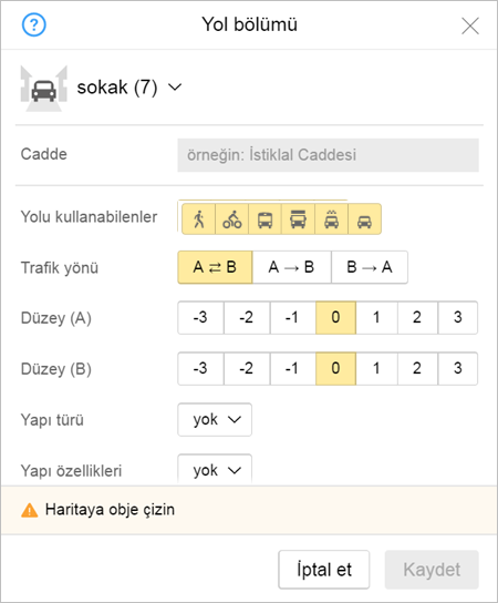 3 3 2 Yol Bolumune Ozellik Ekleme Kurallari Yandex Map Editor Yardim