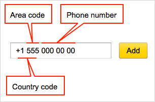 phone number numbers code format passport yandex support linking enter