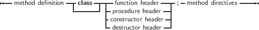 --              --     -----            ---- -              ----
  method definition --class--| - function header --|;  method directives
                          -pcrooncstedruucrteo hre haeadderer-|
                          -destructor header-|
     