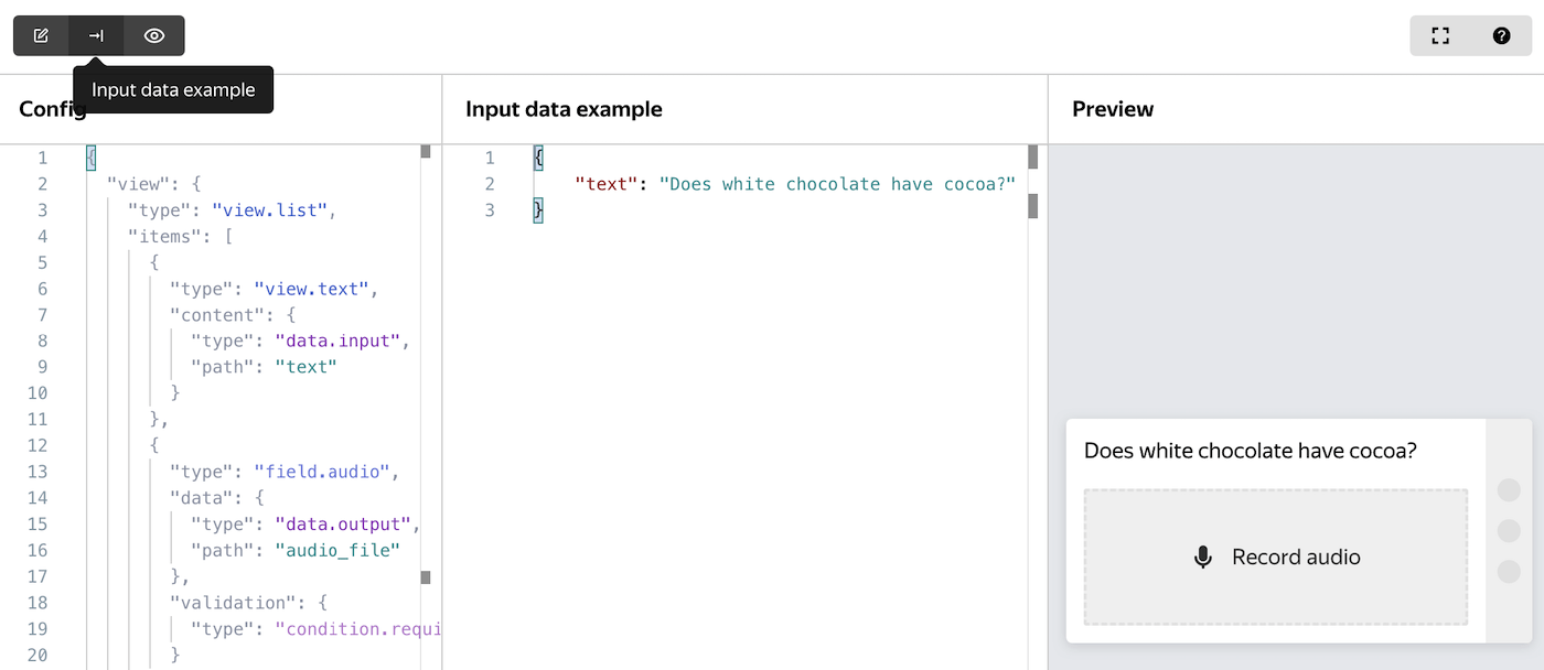 Create a project. Input data example