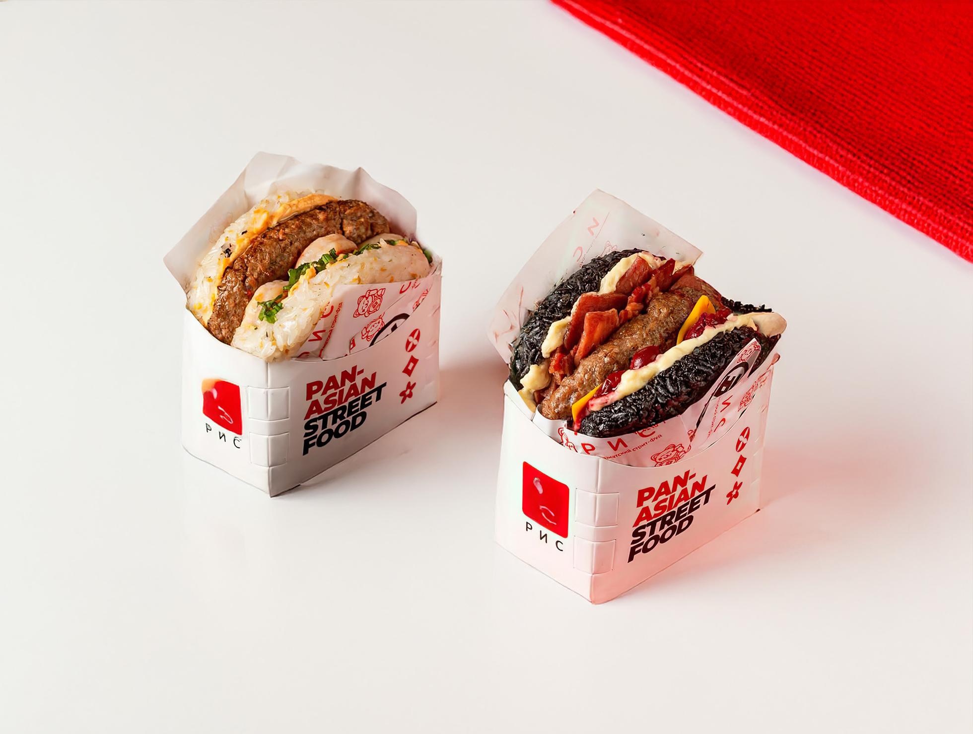Guruchburgerlar Guruchburgerlar Tom Yum Sensey va Gilos Qora