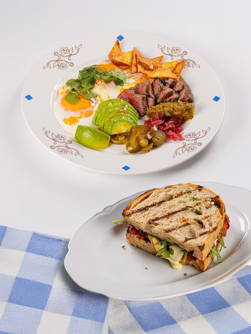Mexican breakfast, baked pepper sandwich