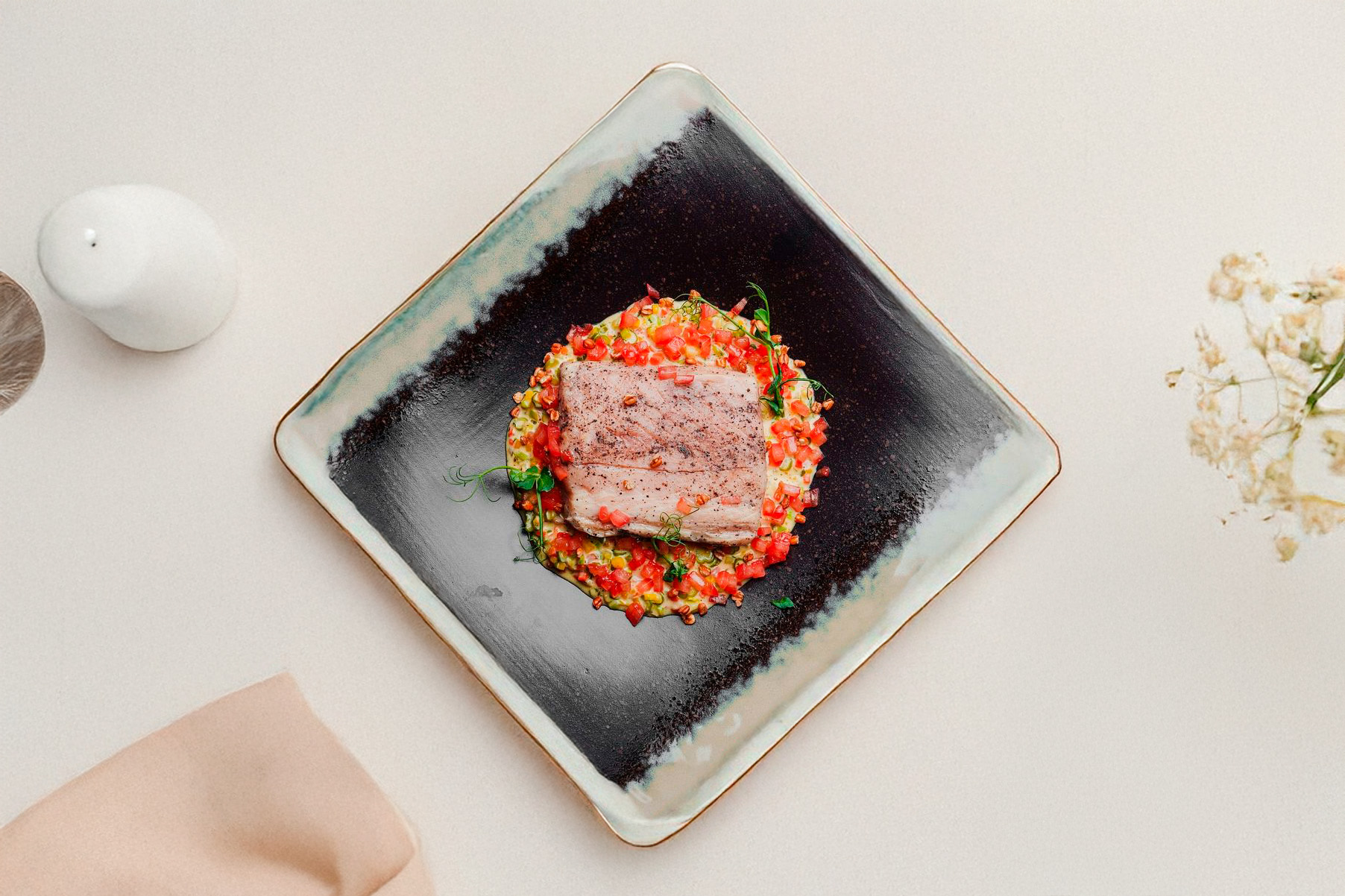 Sturgeon with vegetables