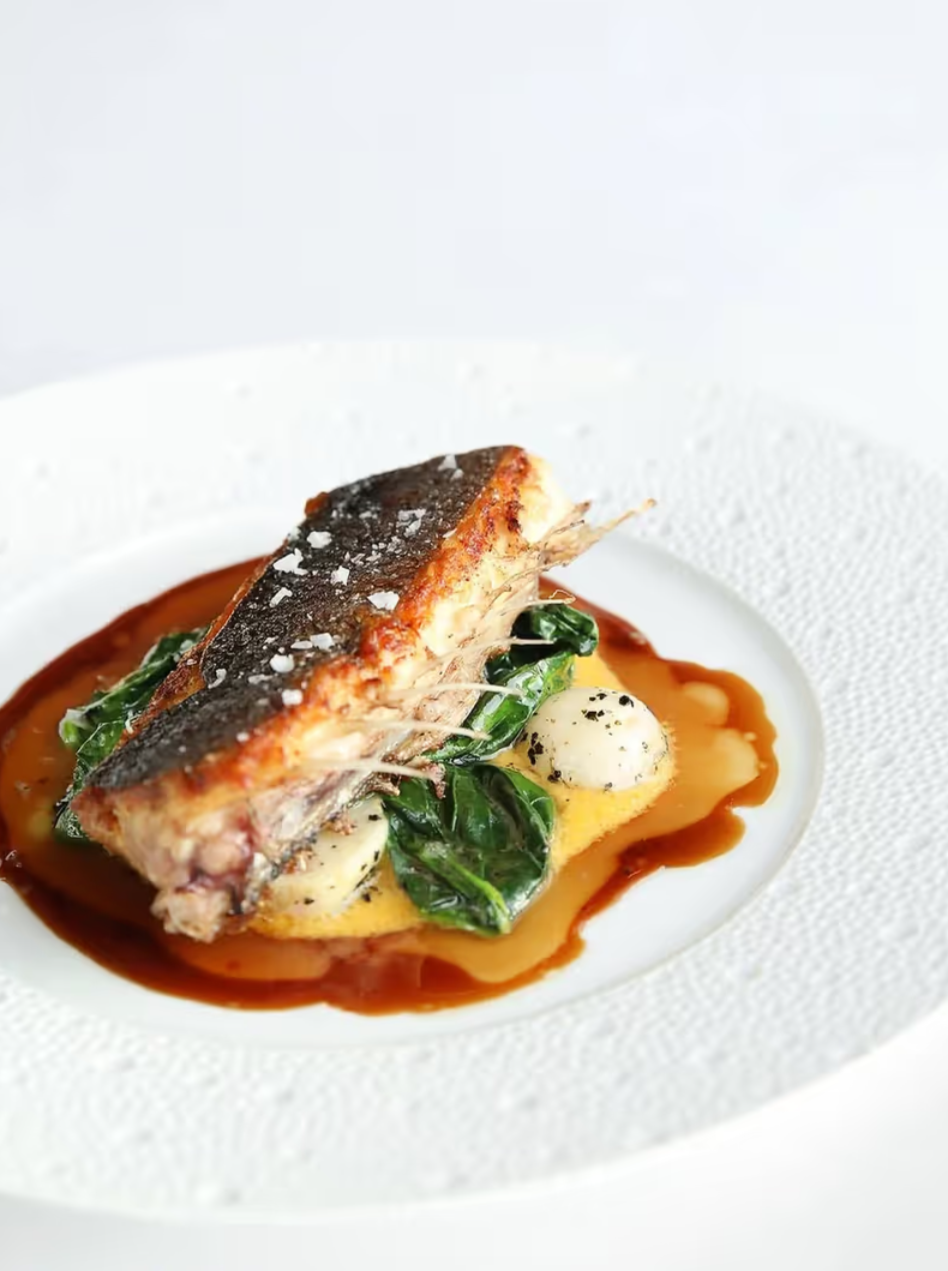 Dry-aged sea bass