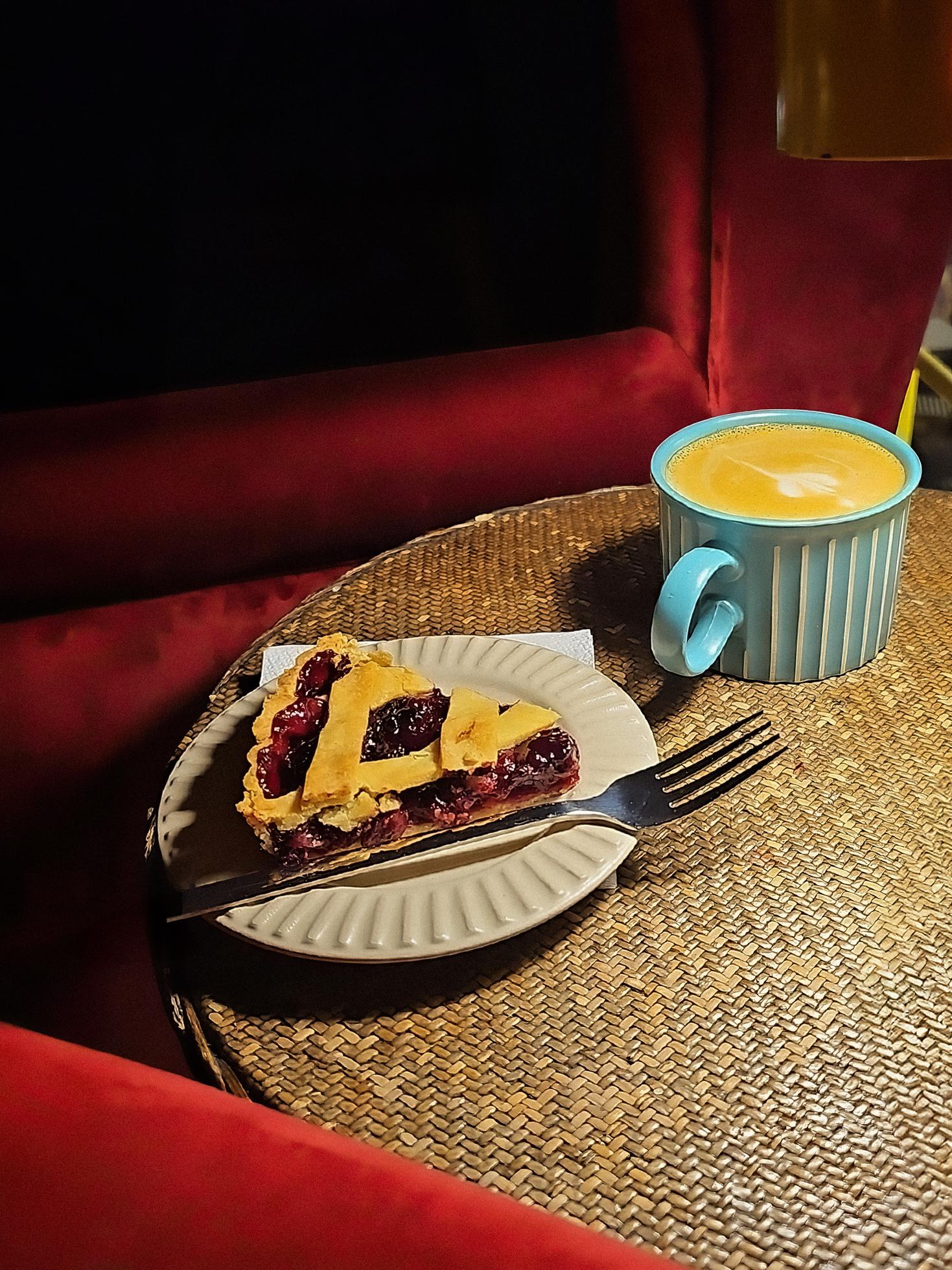 Cherry pie and flat white