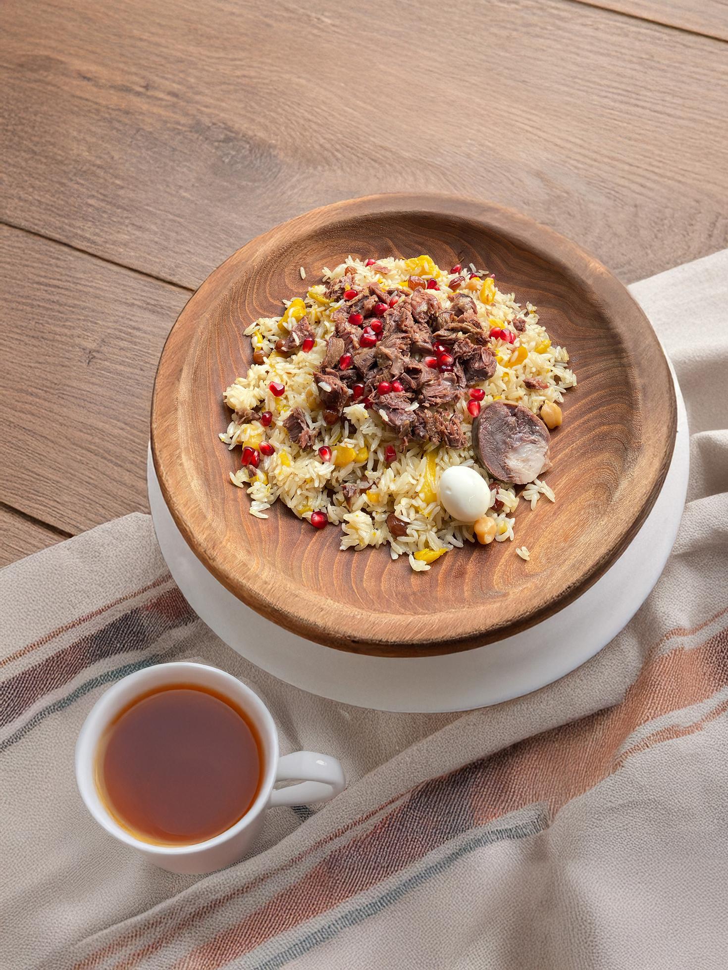 Festive pilaf, tea
