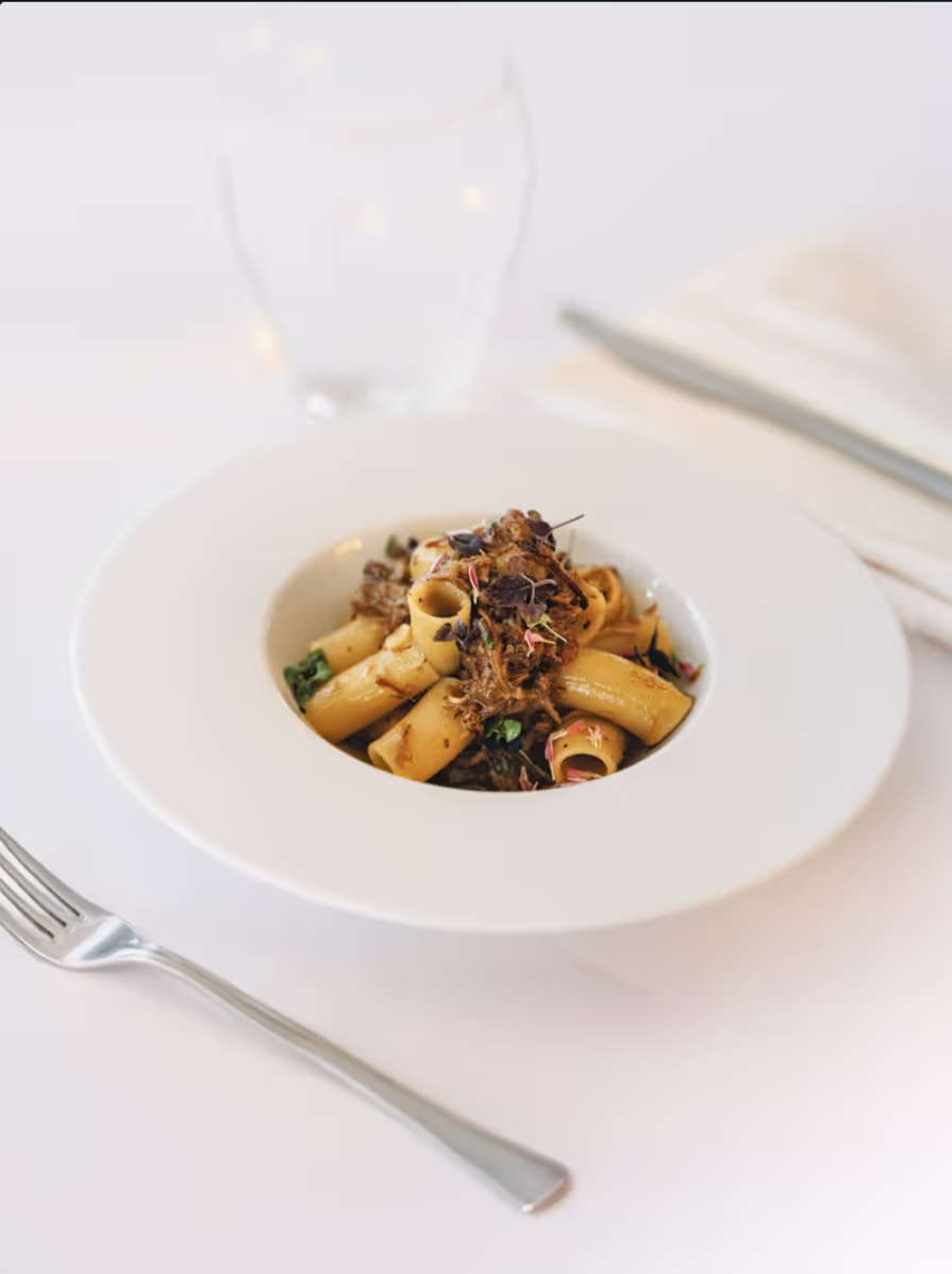 Rigatoni with veal tail stew