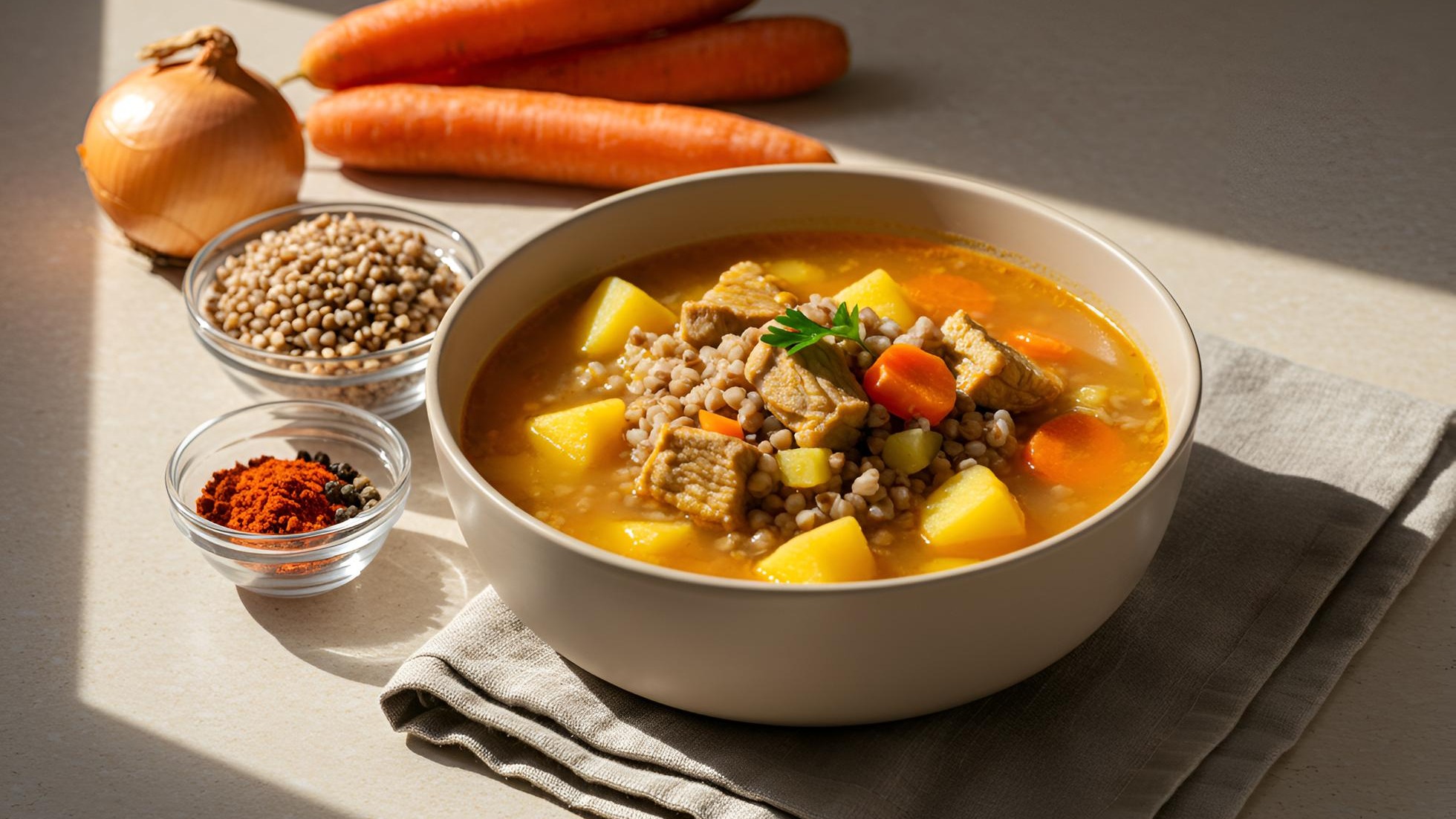 Гречневый суп со свининой