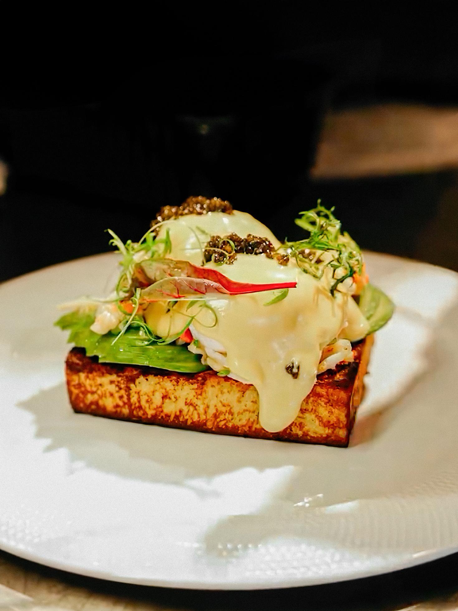 Benedict on brioche with Kamchatka crab