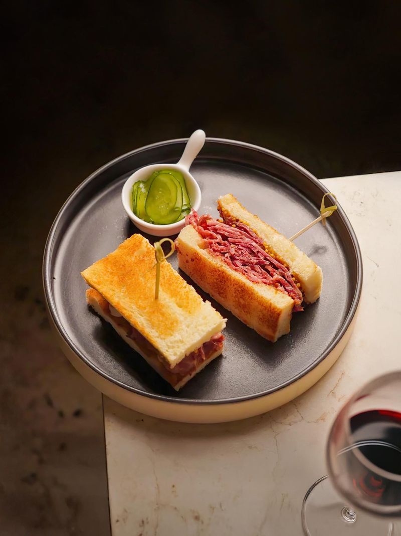 Pastrami-Farm bread sandwich