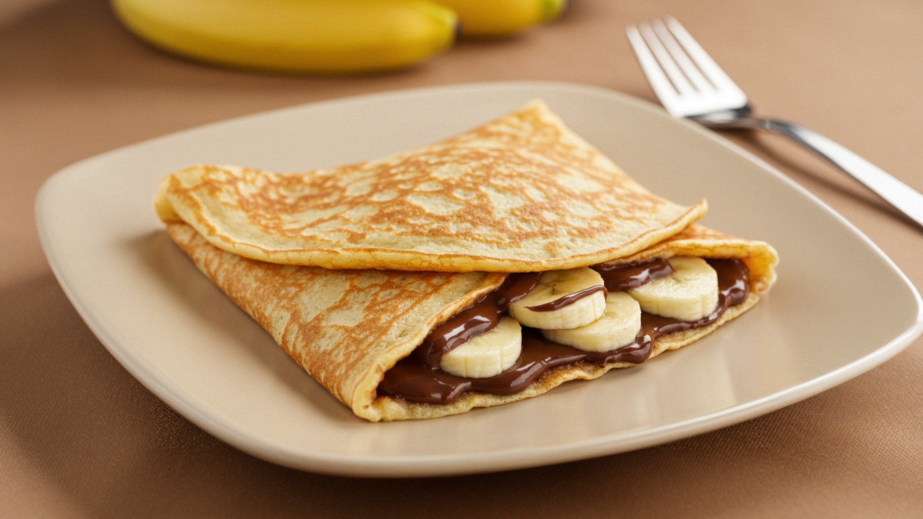 Шоколадные блинчики с бананом