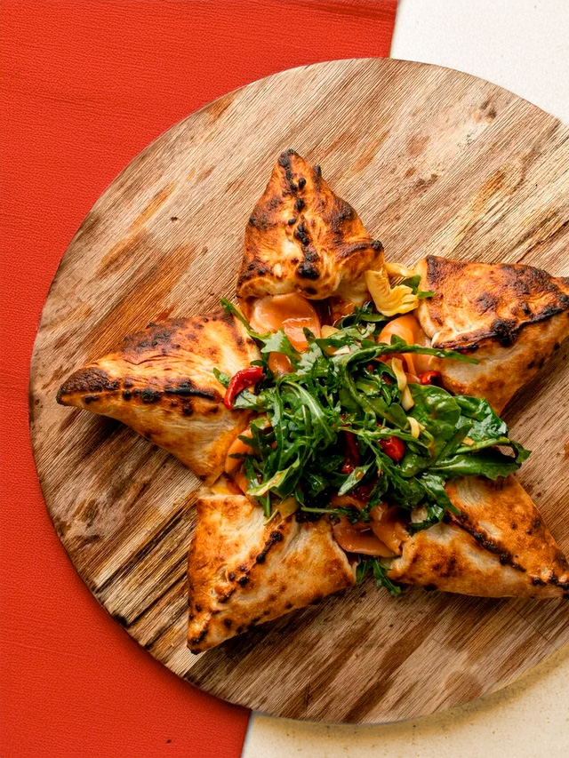 Star pizza «Salmon to an Asian motif»