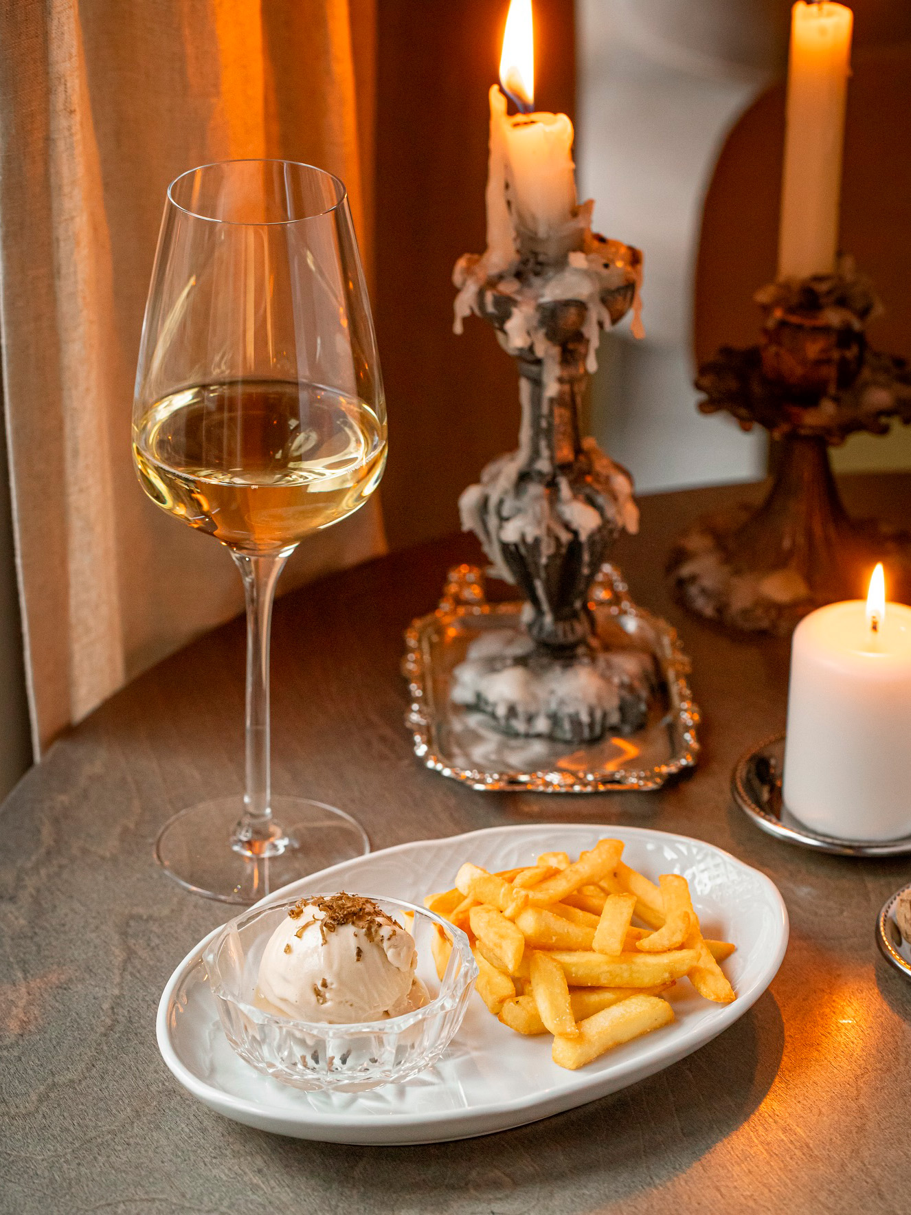 French fries with truffle ice cream