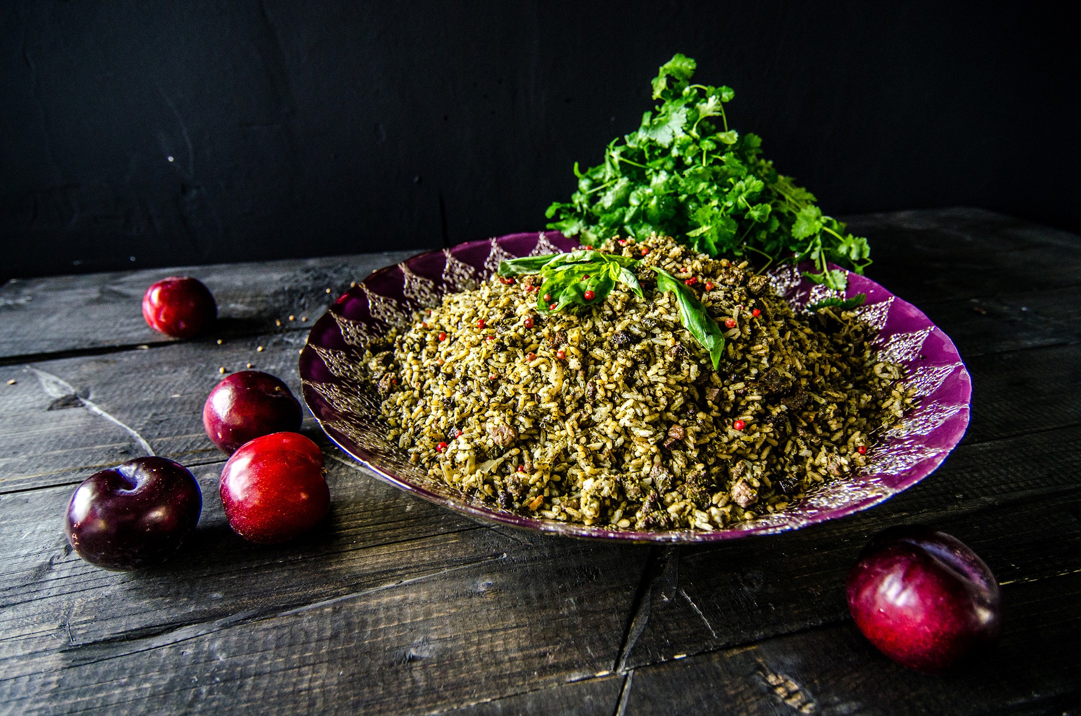 Бахш (плов бухарских евреев) с говядиной, печенью, курдюком и «немыслимым количеством зелени»