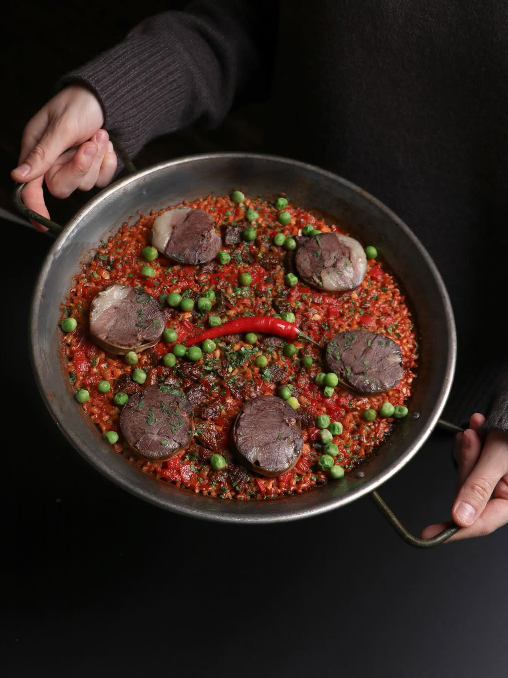Paella with dried horse meat