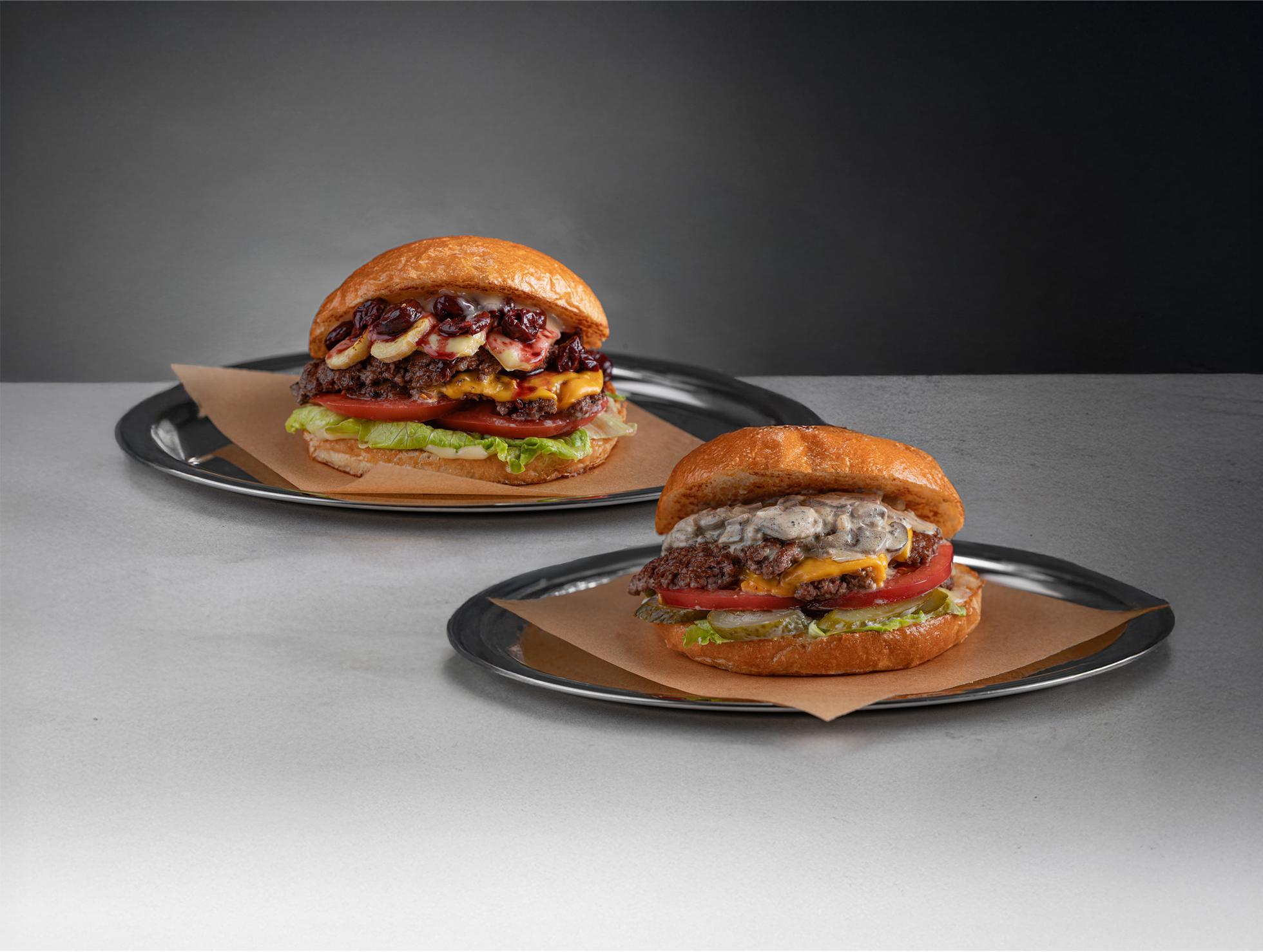 Pishgan gilos va Brie pishloqli  burger, qo’ziqorinli truffle burger