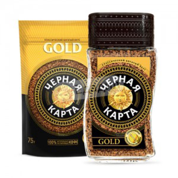 Кофе черная карта gold растворимый 190г