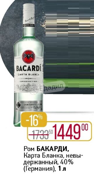 Bacardi карта бланка