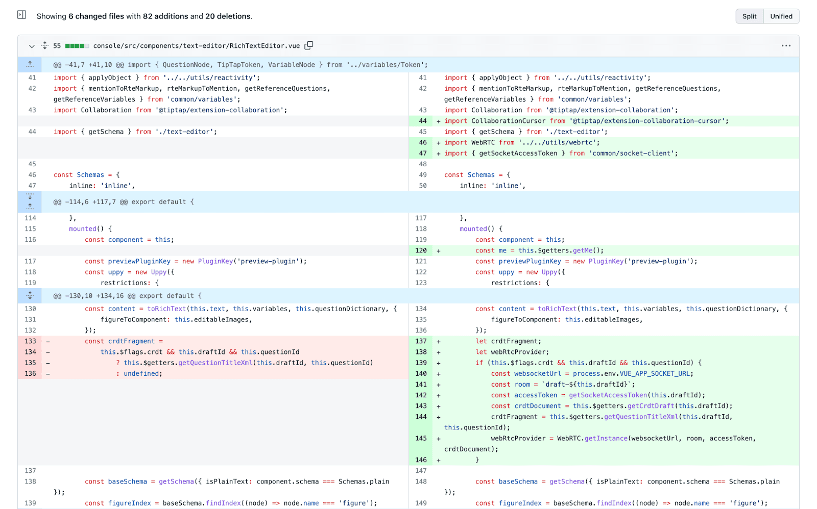 С помощью функции diff разработчики могут наглядно увидеть изменения в коде: было-стало