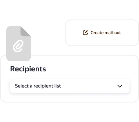 Click Create mail-out and upload your recipient list. A list can contain up to 100,000 addresses. Max already had a database of recipients. He added a list from Excel in XLSX format.