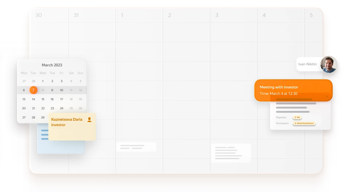 Yandex Calendar
for companies
and employees