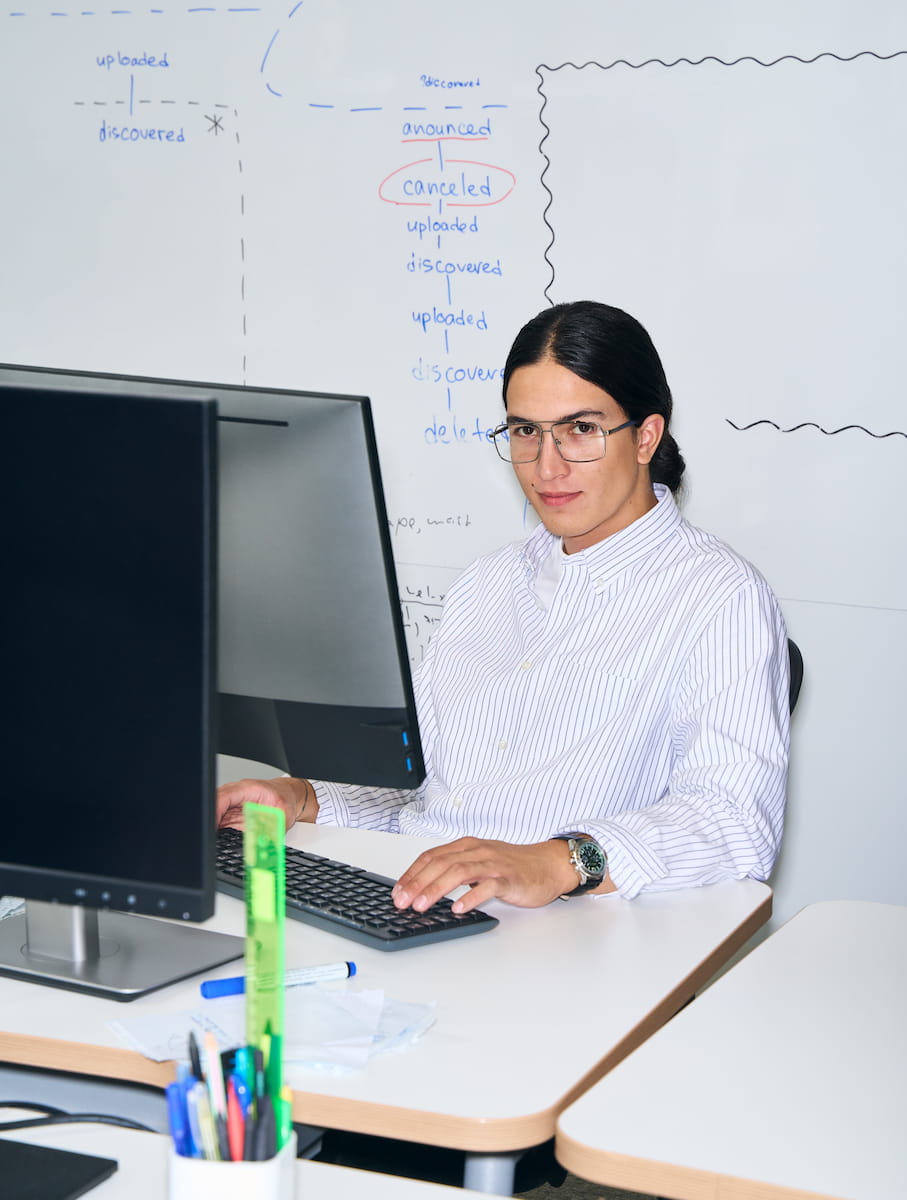 A man working at a computer