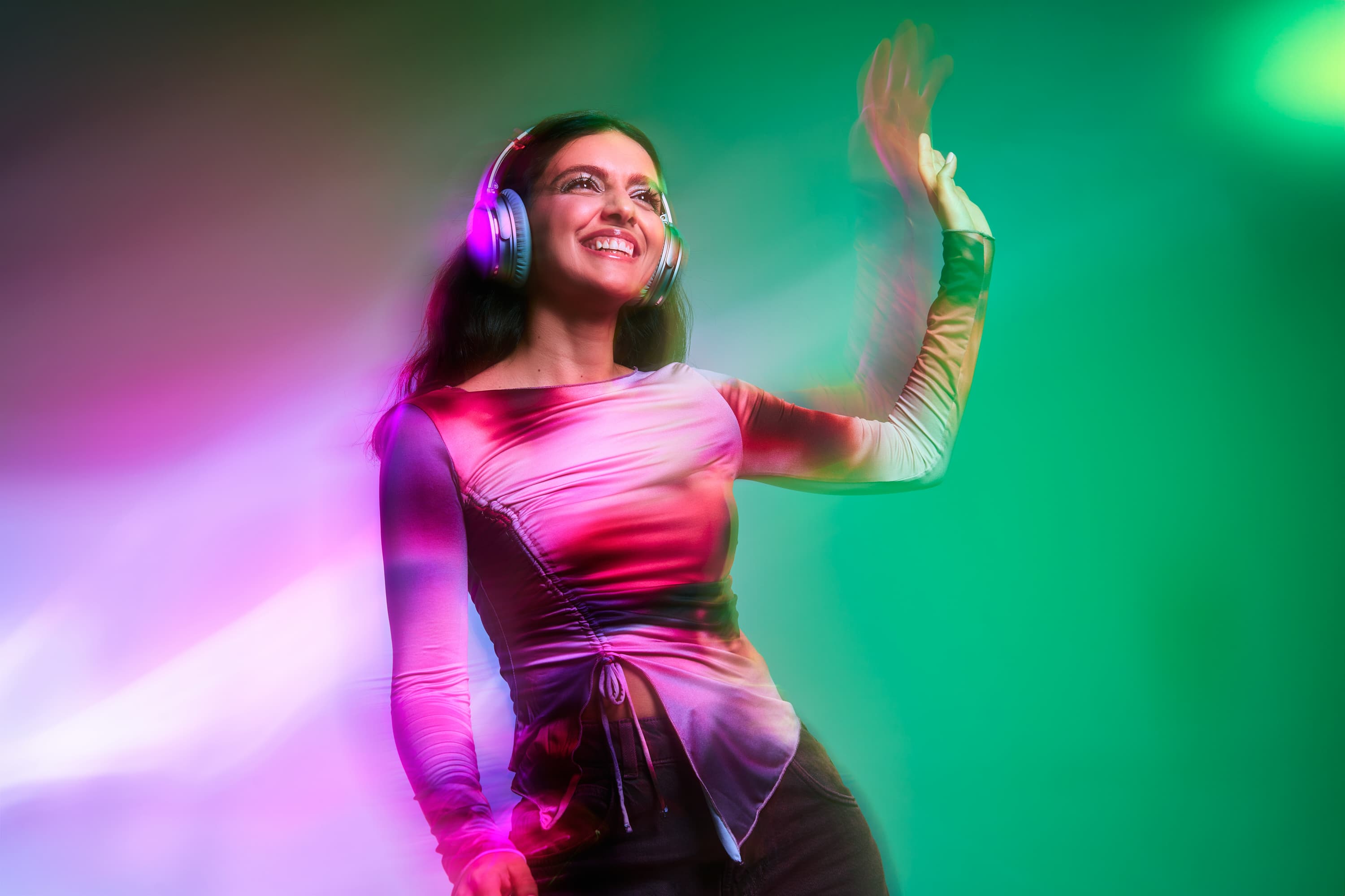 A woman waving her hand